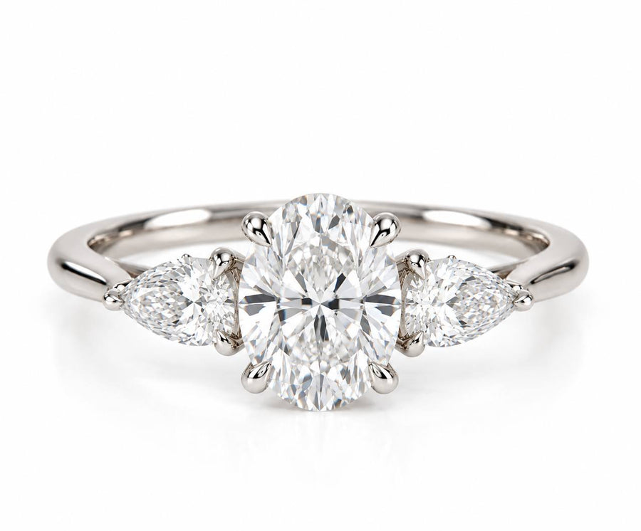 Petal Three Stone Diamond Ring - Oval - Lab-Grown