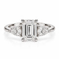 Petal Three Stone Diamond Ring - Emerald - Lab-Grown