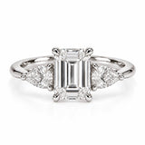 Petal Three Stone Diamond Ring - Emerald - Lab-Grown