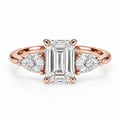 Petal Three Stone Diamond Ring - Emerald - Lab-Grown