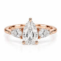 Petal Three Stone Diamond Ring - Pear - Natural