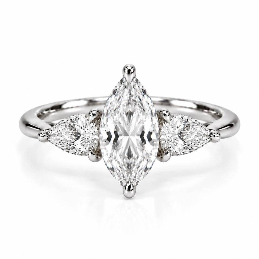 Petal Three Stone Diamond Ring - Marquise - Lab-Grown