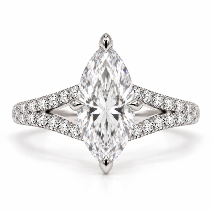 Split Shank Diamond Engagement Ring - Marquise - Lab-Grown