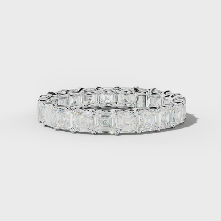 Diamond wedding band - asscher - natural